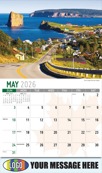 2026 Business Advertising Calendar - Scenes of Canada - 
Perce, Gaspe Peninsula, Quebec - May