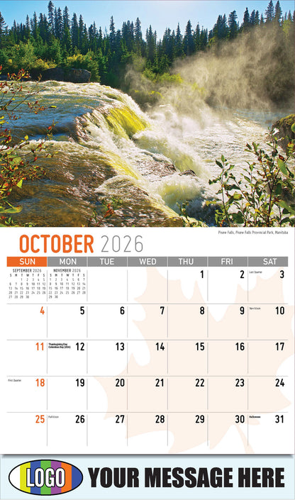 2026 Business Promotion Calendar - Scenes of Canada - 
Pisew Falls, Pisew Falls Provincial Park, Manitoba - October