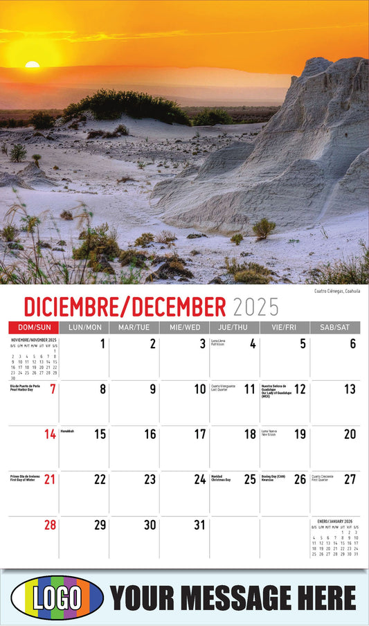 2026 Business Promotional Calendar - Scenes of Mexico - Cuatro Ciénegas, Coahuila - December_a