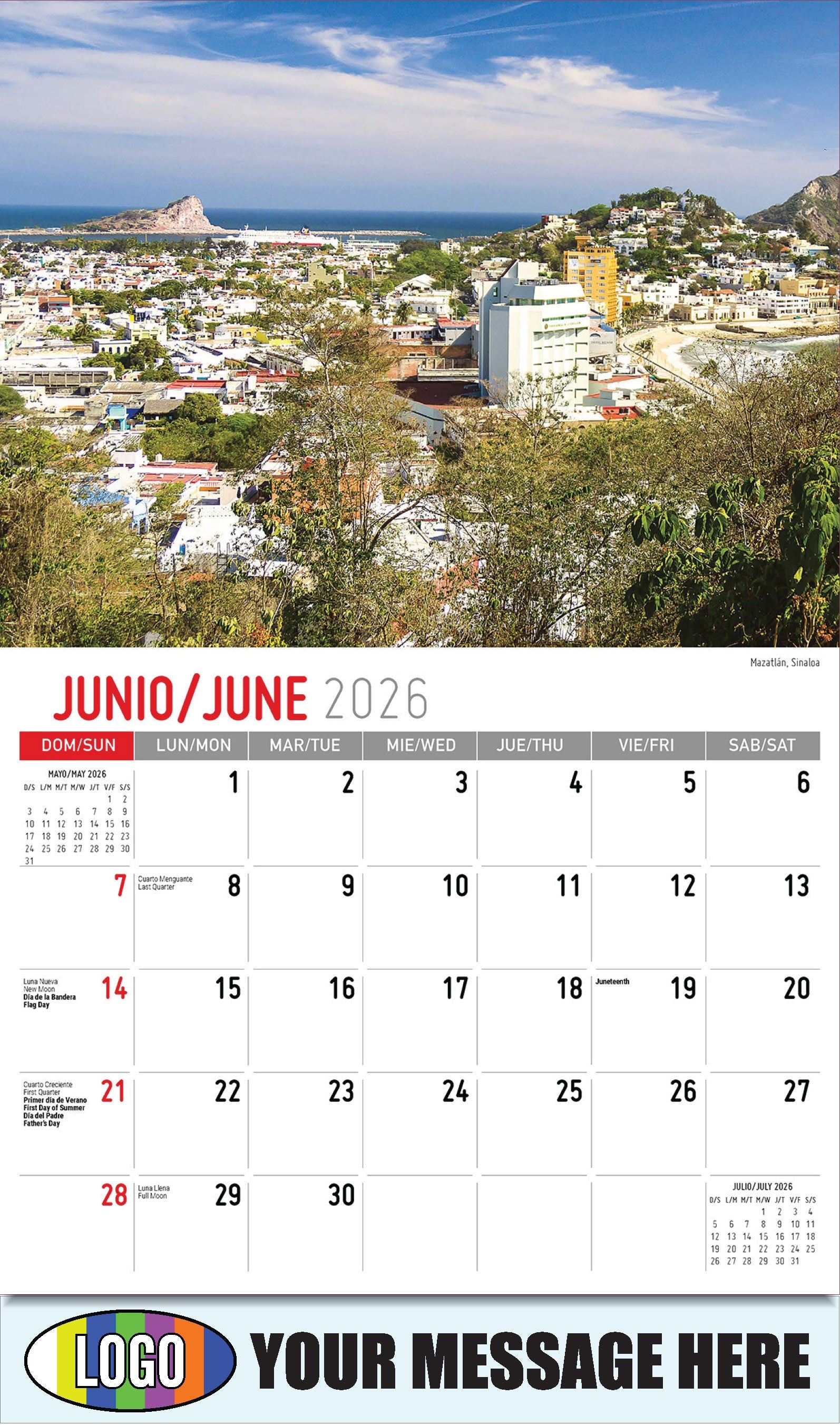 2026 Business Advertising Calendar - Scenes of Mexico - Mazatlán, Sinaloa - June
