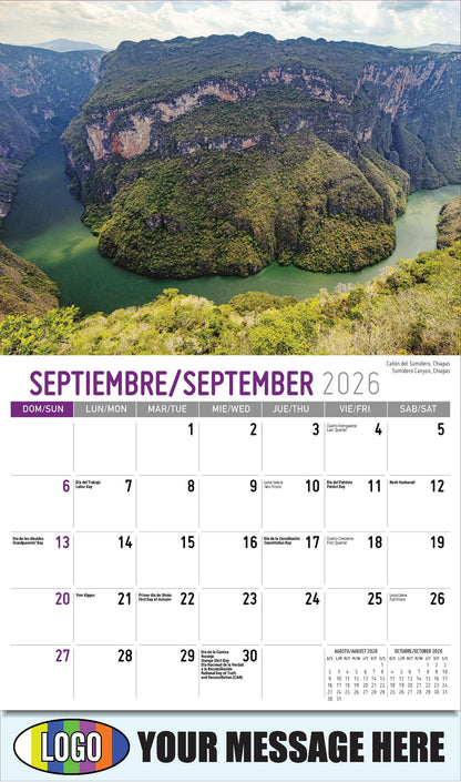 2026 Business Promo Calendar - Scenes of Mexico - Cañón del Sumidero, Chiapas
Sumidero Canyon, Chiapas - September