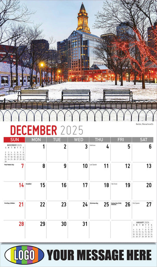 2026 Business Promotional Calendar - Scenes of New England - Boston, Massachusetts - December_a