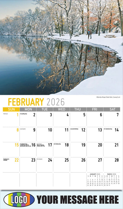 2026 Business Promotional Calendar - Scenes of New England - Wharton Brook State Park, Connecticut - February