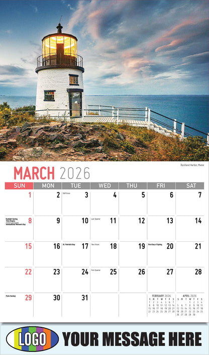 2026 Business Promotional Calendar - Scenes of New England - Rockland Harbor, Maine - March