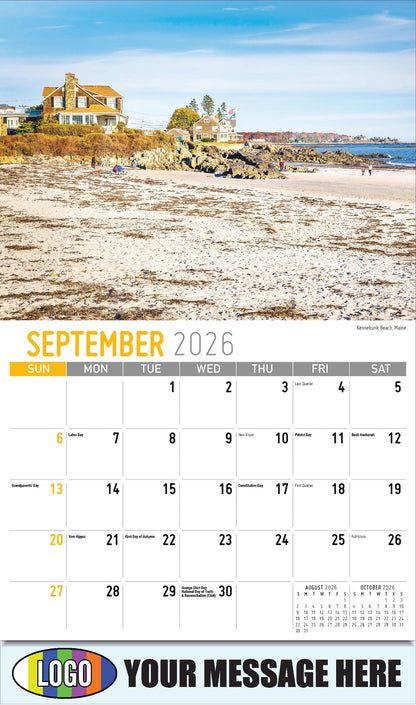 2026 Business Promo Calendar - Scenes of New England - Kennebunk Beach, Maine - September