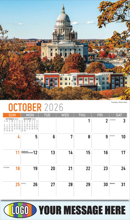 2026 Business Promotion Calendar - Scenes of New England - Providence, Rhode Island - October
