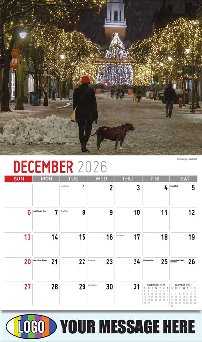 2026 Business Promotion Calendar - Scenes of New England - Burlington, Vermont - December