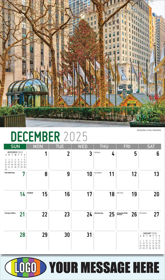 2026 Business Promotional Calendar - Scenes of New York - Rockefeller Center, Manhattan - December_a