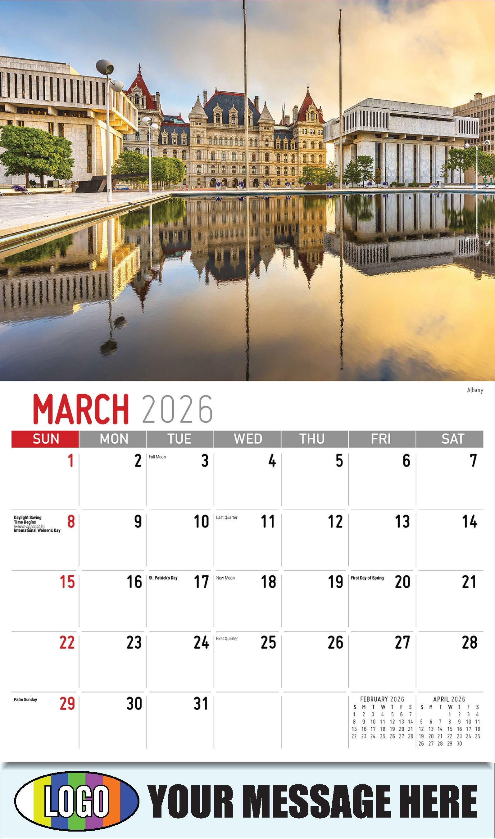 2026 Business Promotional Calendar - Scenes of New York - Albany - March
