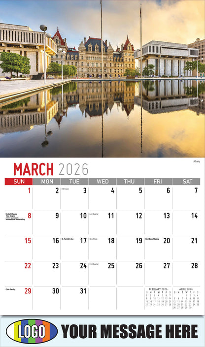 2026 Business Promotional Calendar - Scenes of New York - Albany - March