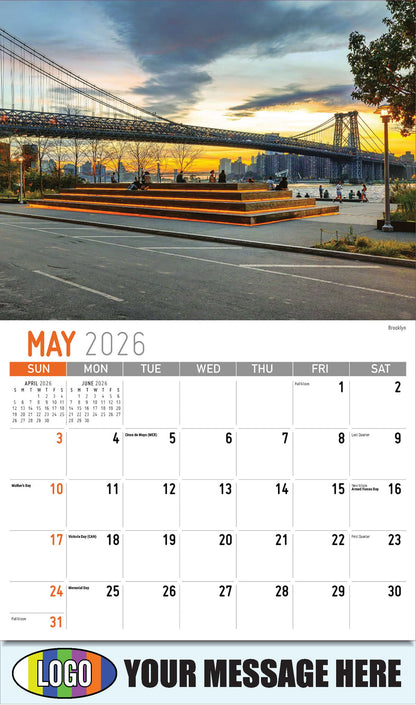 2026 Business Advertising Calendar - Scenes of New York - Brooklyn - May