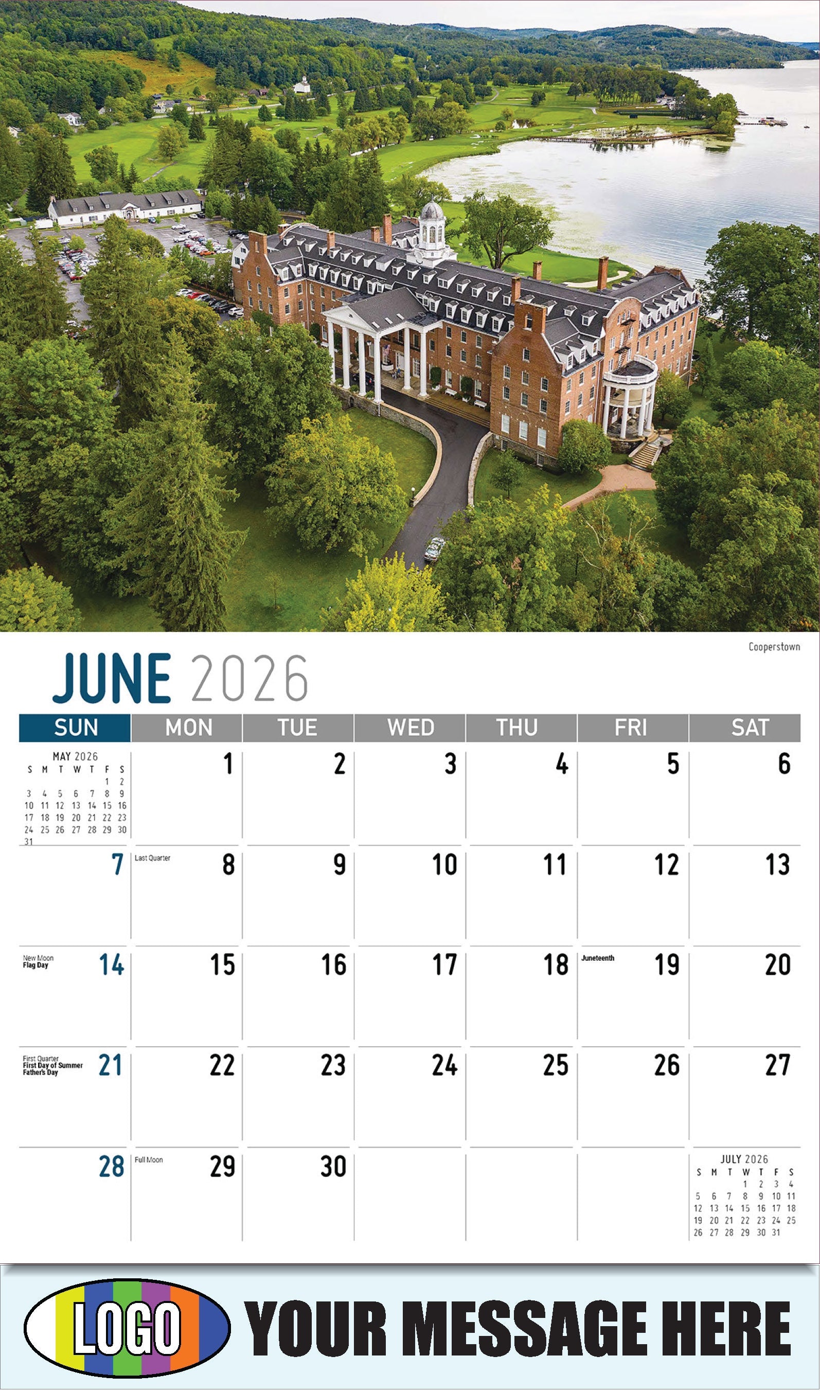 2026 Business Promo Calendar - Scenes of New York - Cooperstown - June