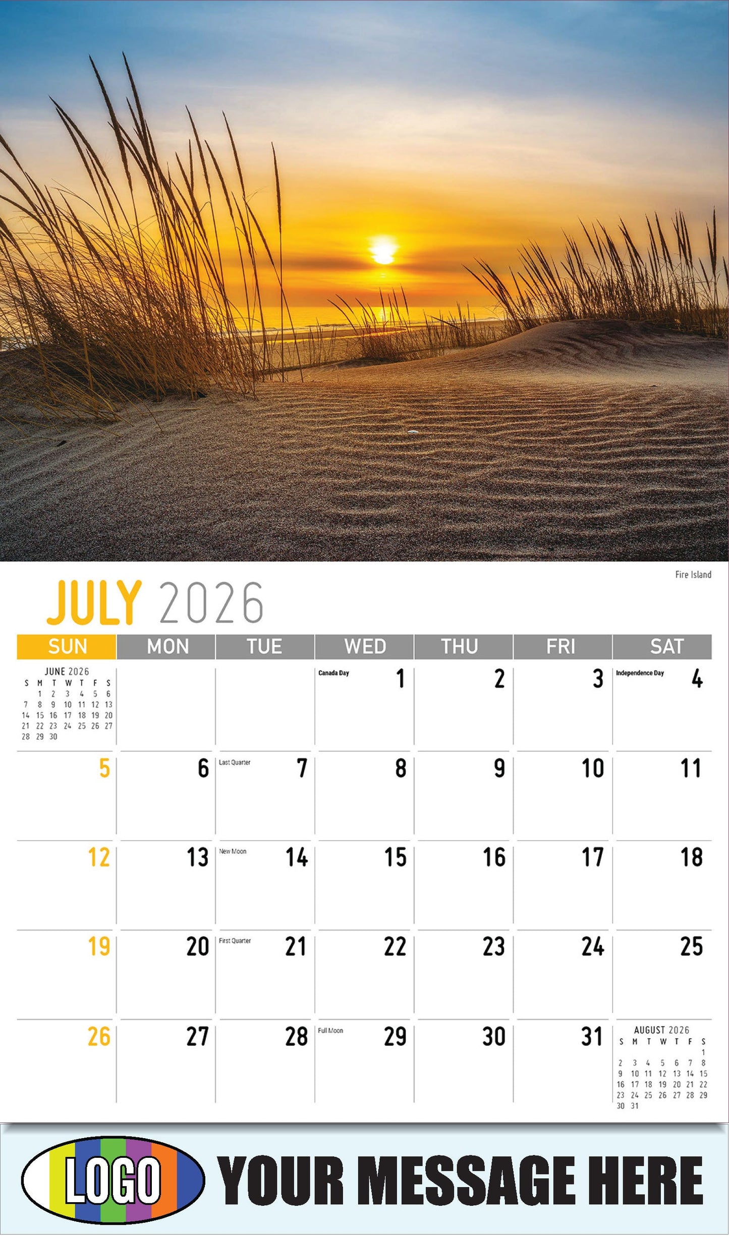 2026 Business Promo Calendar - Scenes of New York - Fire Island - July