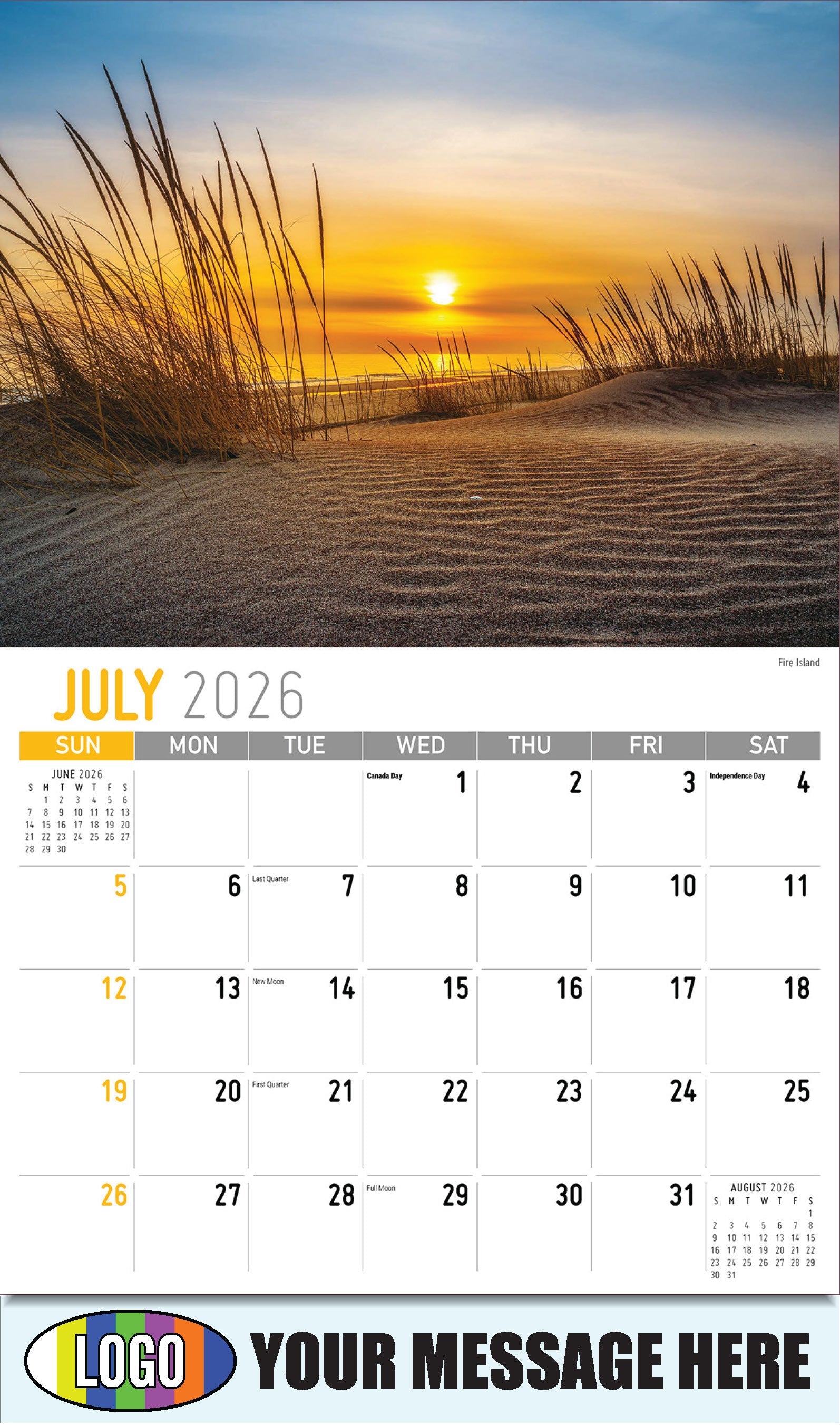 2026 Business Promo Calendar - Scenes of New York - Fire Island - July