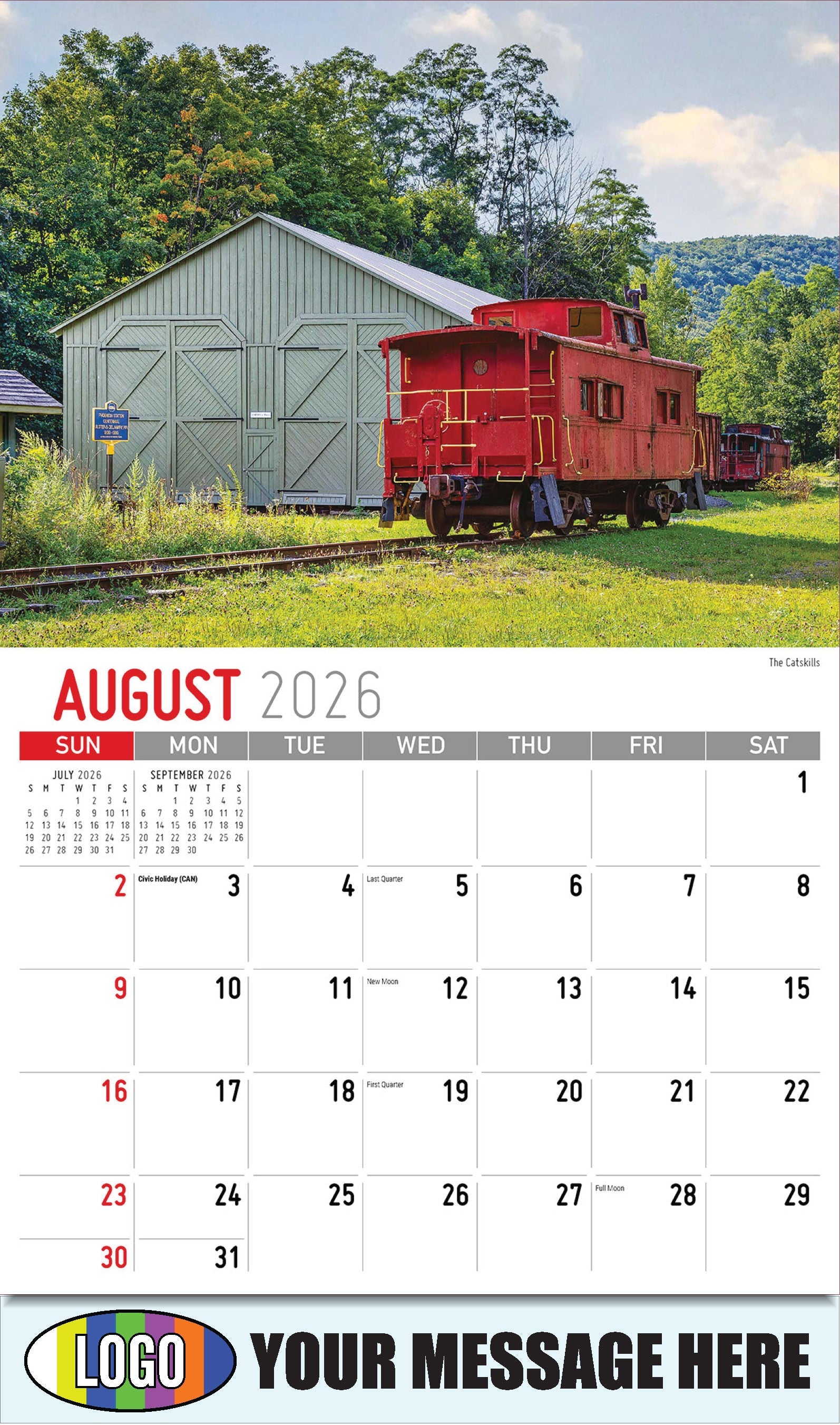 2026 Business Promo Calendar - Scenes of New York - The Catskills - August