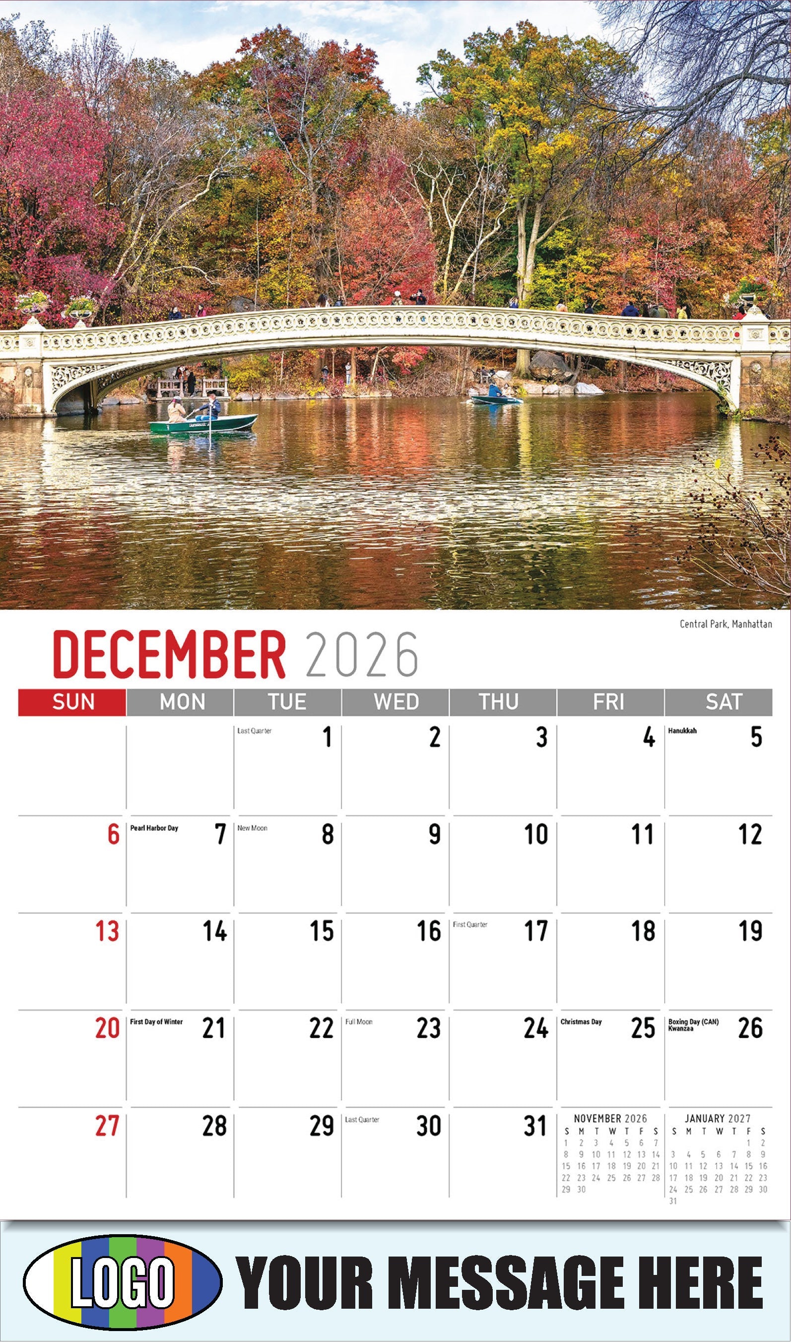 2026 Business Promotion Calendar - Scenes of New York - Central Park, Manhattan - December