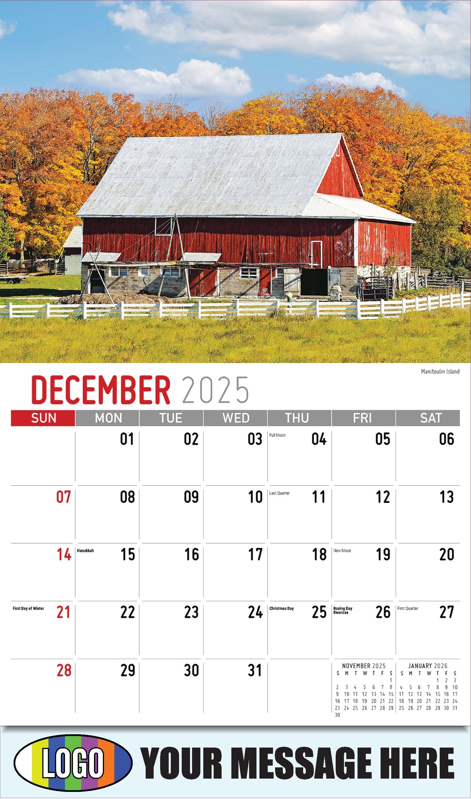 2026 Business Promotional Calendar - Scenes of Ontario - Manitoulin Island - December_a