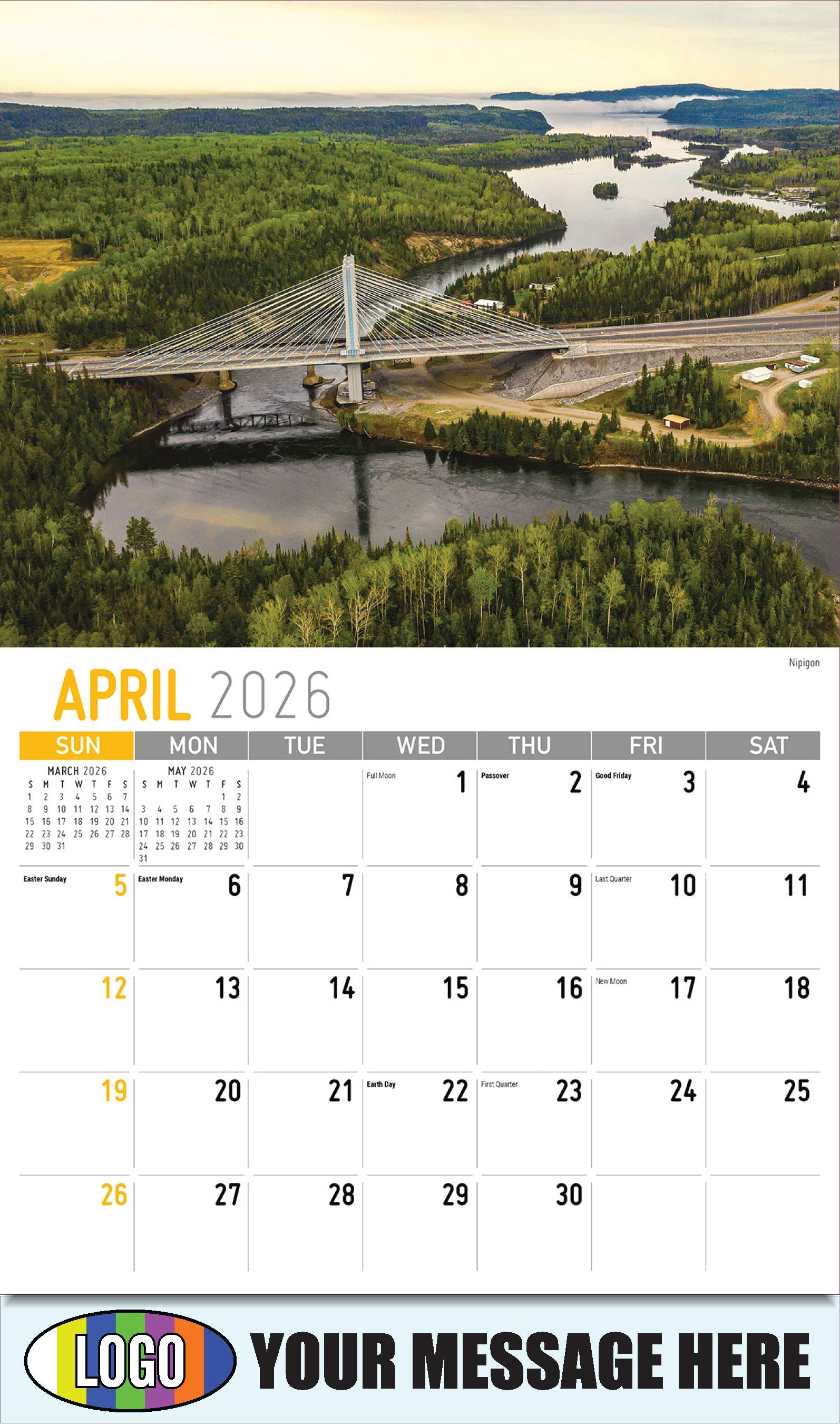 2026 Business Advertising Calendar - Scenes of Ontario - Nipigon - April