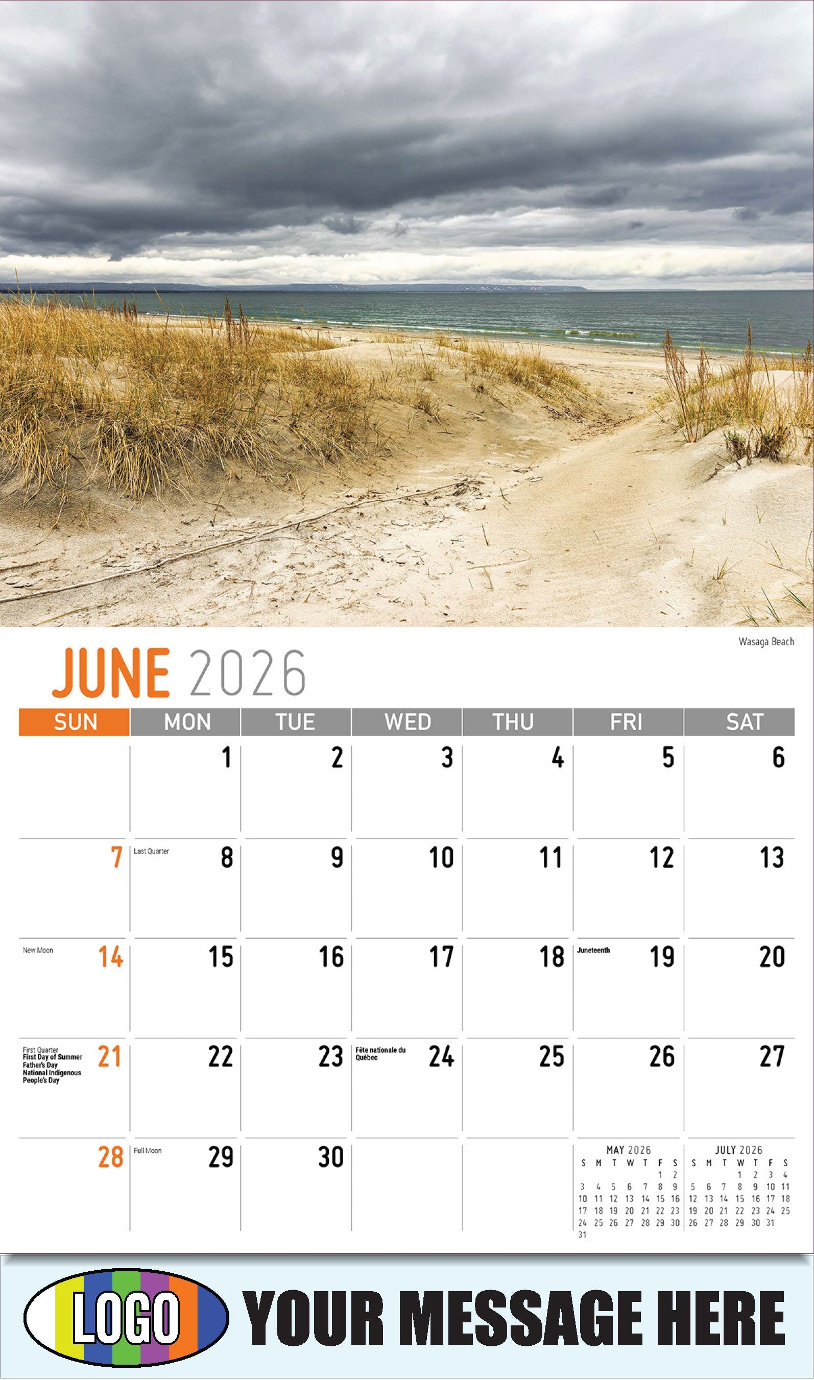 2026 Business Advertising Calendar - Scenes of Ontario - Wasaga Beach - June