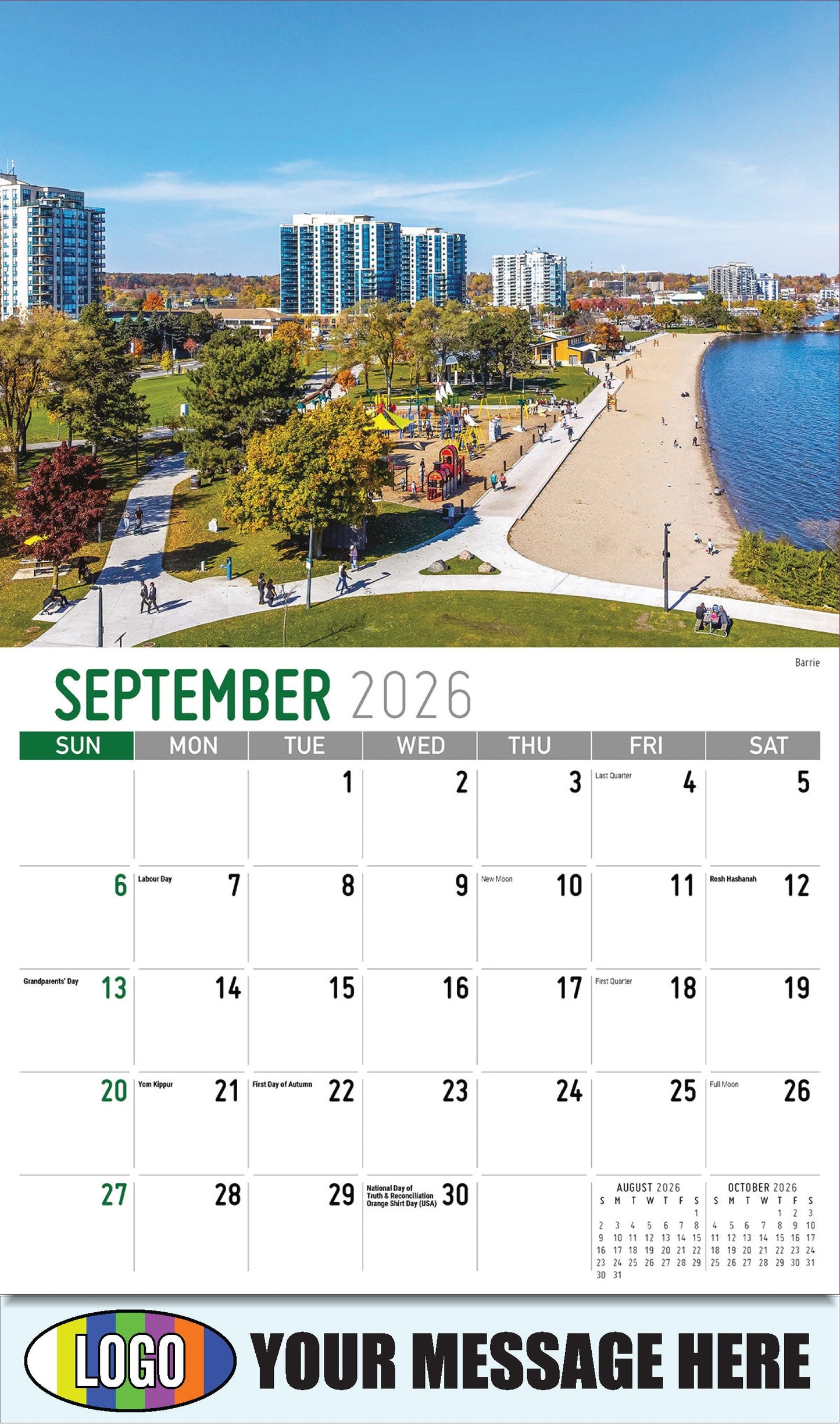2026 Business Promo Calendar - Scenes of Ontario - Barrie - September
