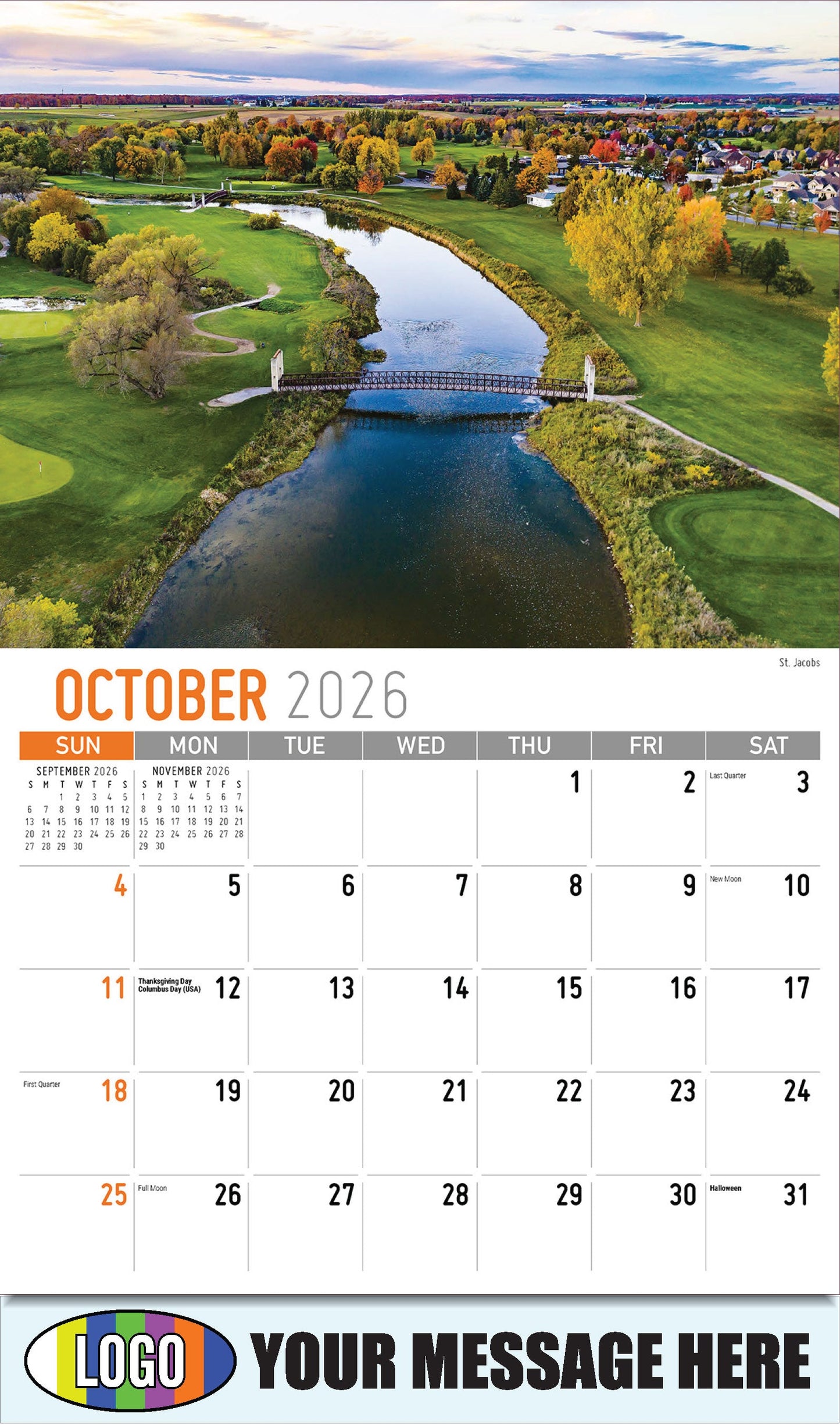 2026 Business Promotion Calendar - Scenes of Ontario - St. Jacobs - October