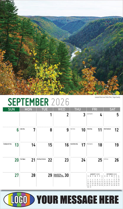2026 Business Promo Calendar - Scenes of Pennsylvania - Leonard Harrison State Park, Tioga County - September