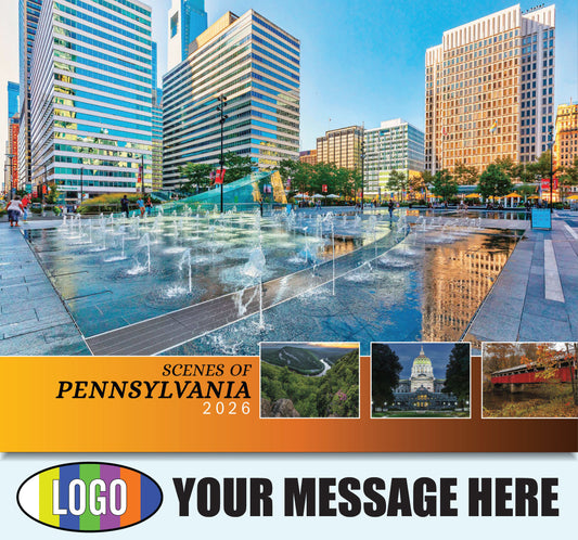 2026 Business Advertising Calendar - Scenes of Pennsylvania - Printed with your Logo, Name and message