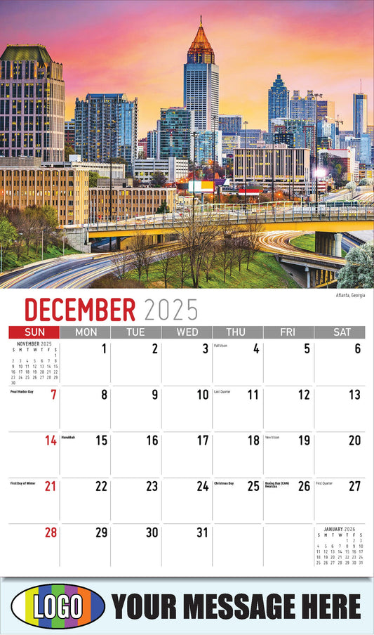 2026 Business Promotional Calendar - Scenes of Southeast USA - Atlanta, Georgia - December_a