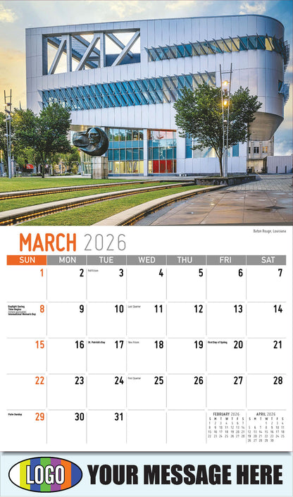 2026 Business Promotional Calendar - Scenes of Southeast USA - Baton Rouge, Louisiana - March