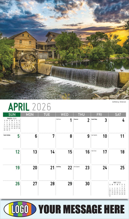 2026 Business Advertising Calendar - Scenes of Southeast USA - Gatlinburg, Tennessee - April