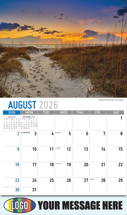 2026 Business Promo Calendar - Scenes of Southeast USA - Hunting Island State Park, South Carolina - August