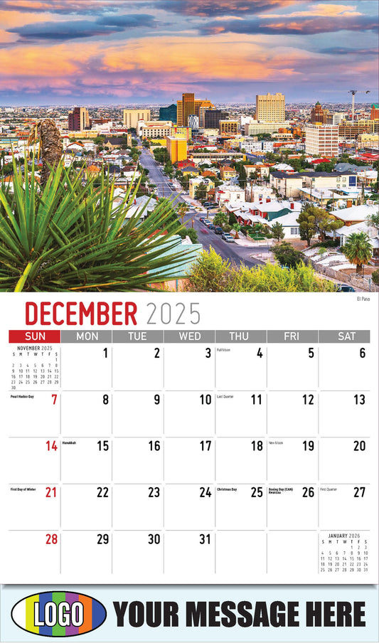 2026 Business Promotional Calendar - Scenes of Texas - El Paso - December_a