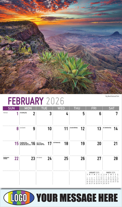 2026 Business Promotional Calendar - Scenes of Texas - Big Bend National Park - February