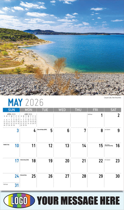 2026 Business Advertising Calendar - Scenes of Texas - Canyon Lake, New Braunfels - May