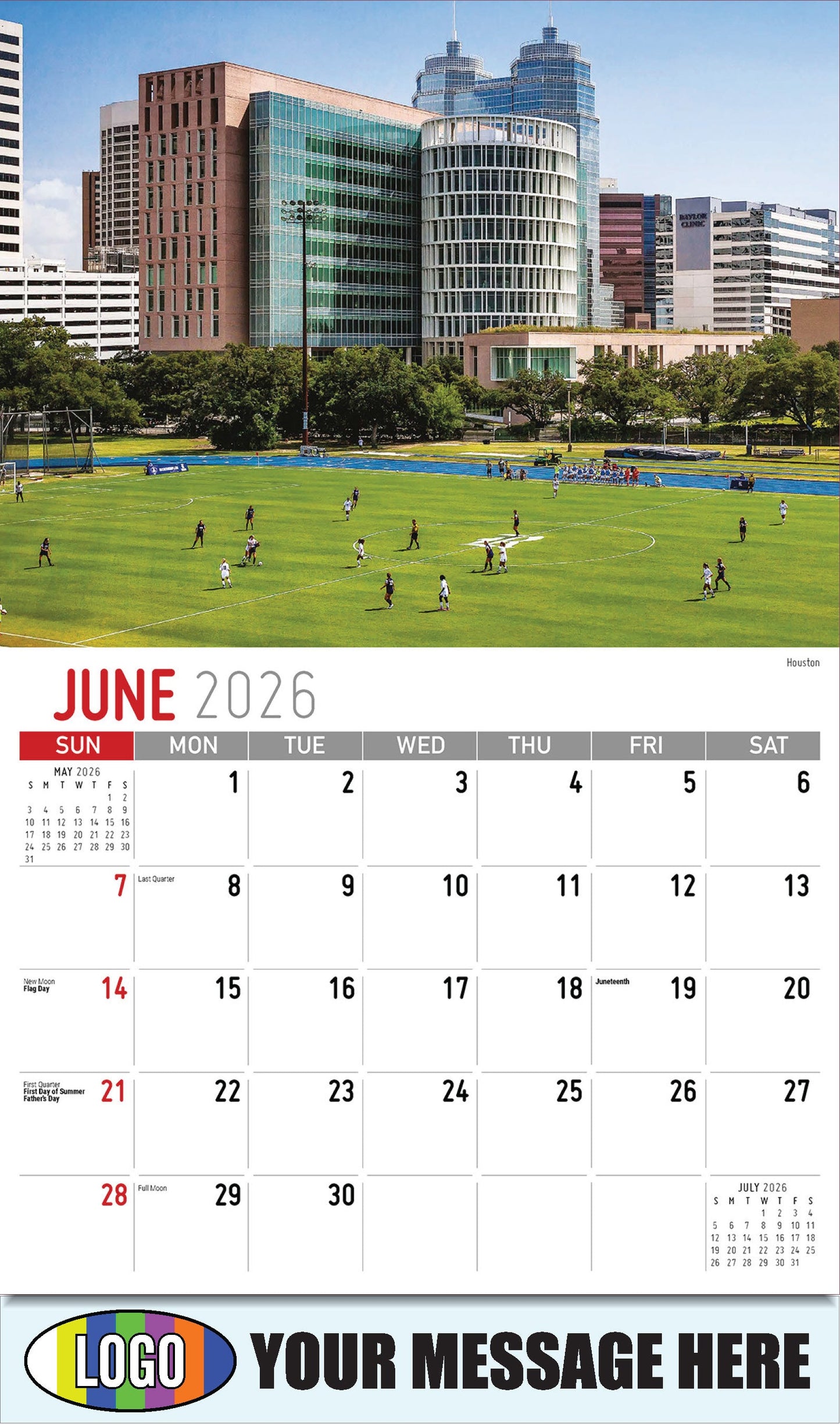 2026 Business Advertising Calendar - Scenes of Texas - Houston - June