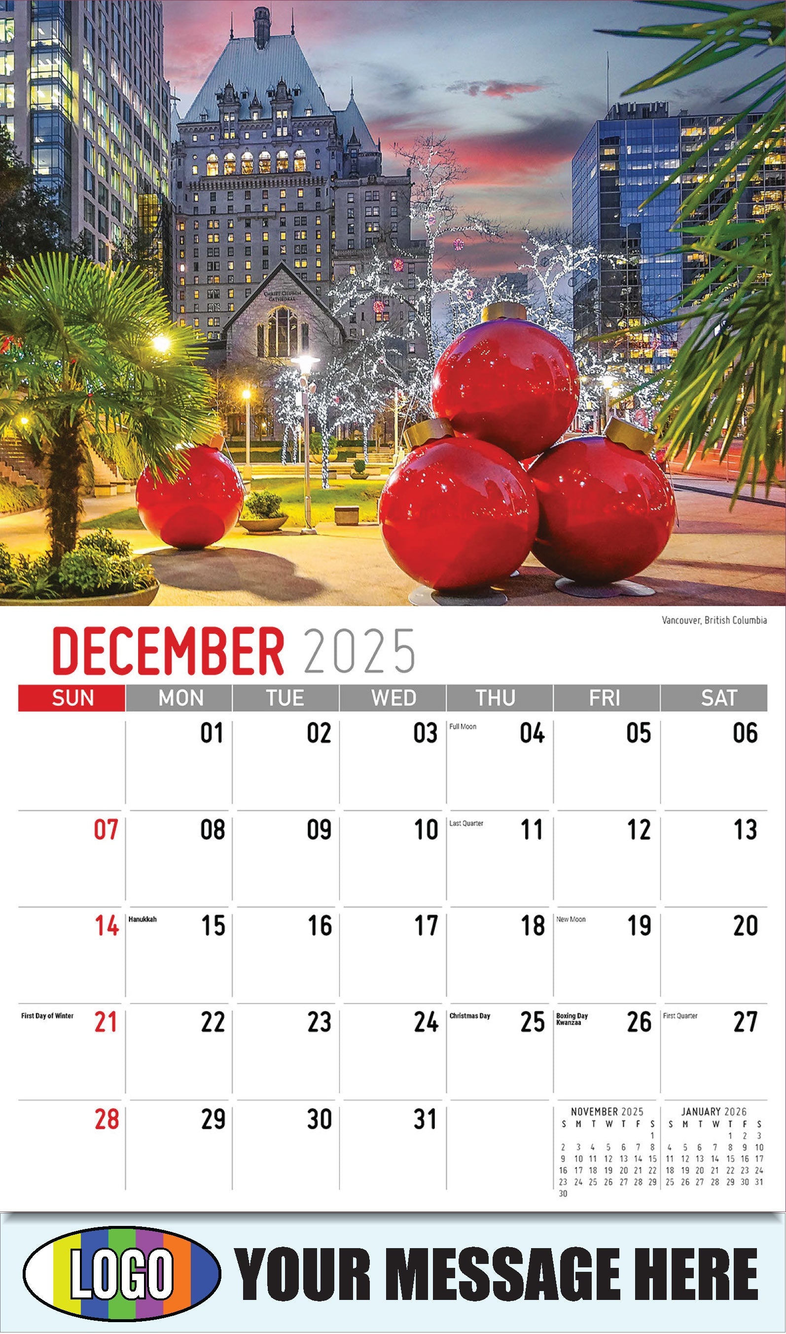 2026 Business Promotional Calendar - Scenes of Western Canada - Vancouver, British Columbia - December_a