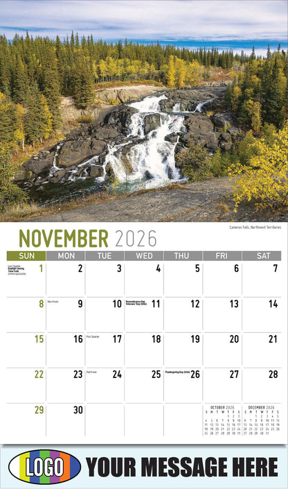 2026 Business Promotion Calendar - Scenes of Western Canada - Cameron Falls, Northwest Territories - November