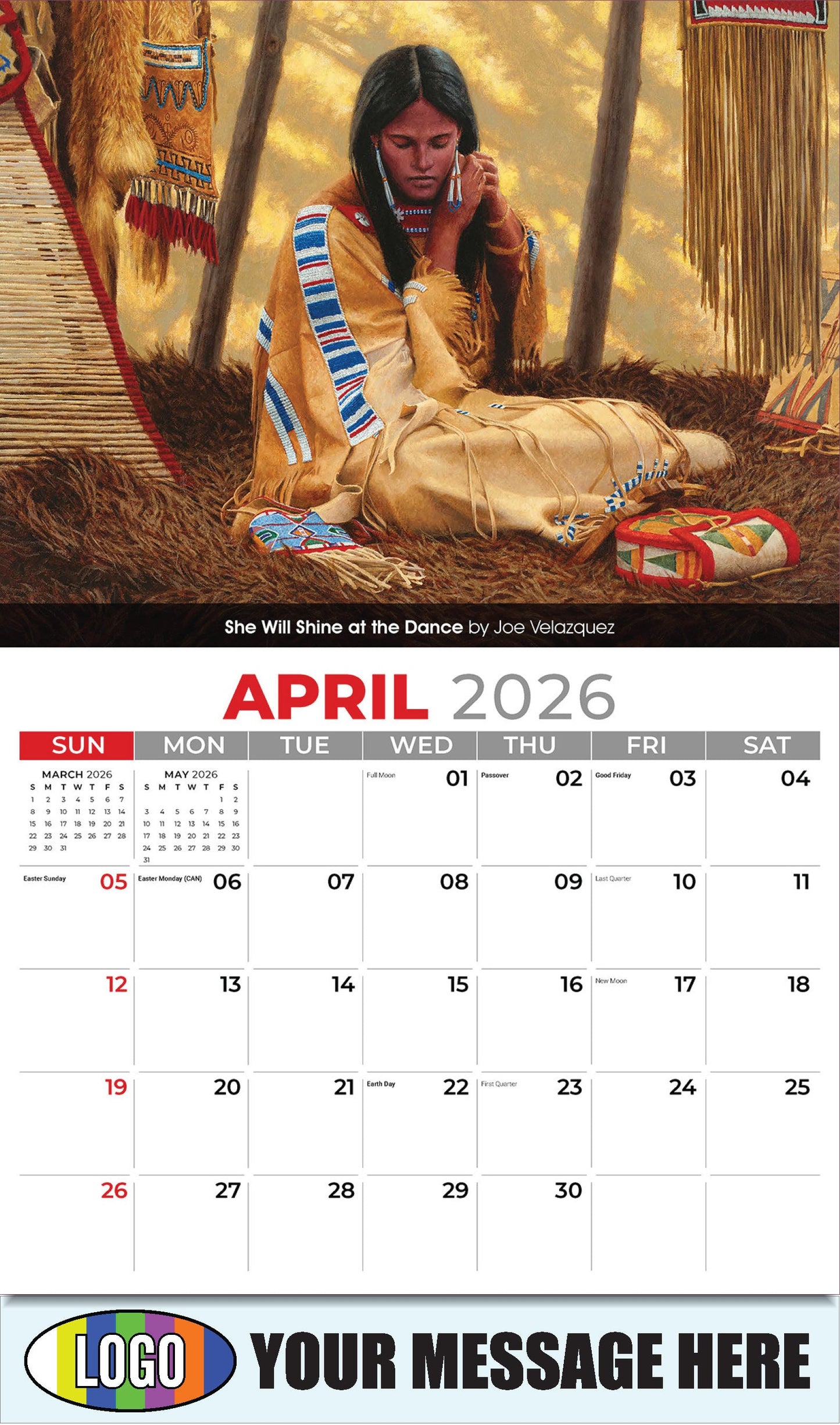 2026 Business Advertising Calendar - Spirit of the West - April - She Will Shine at the Dance by Joe Velazquez