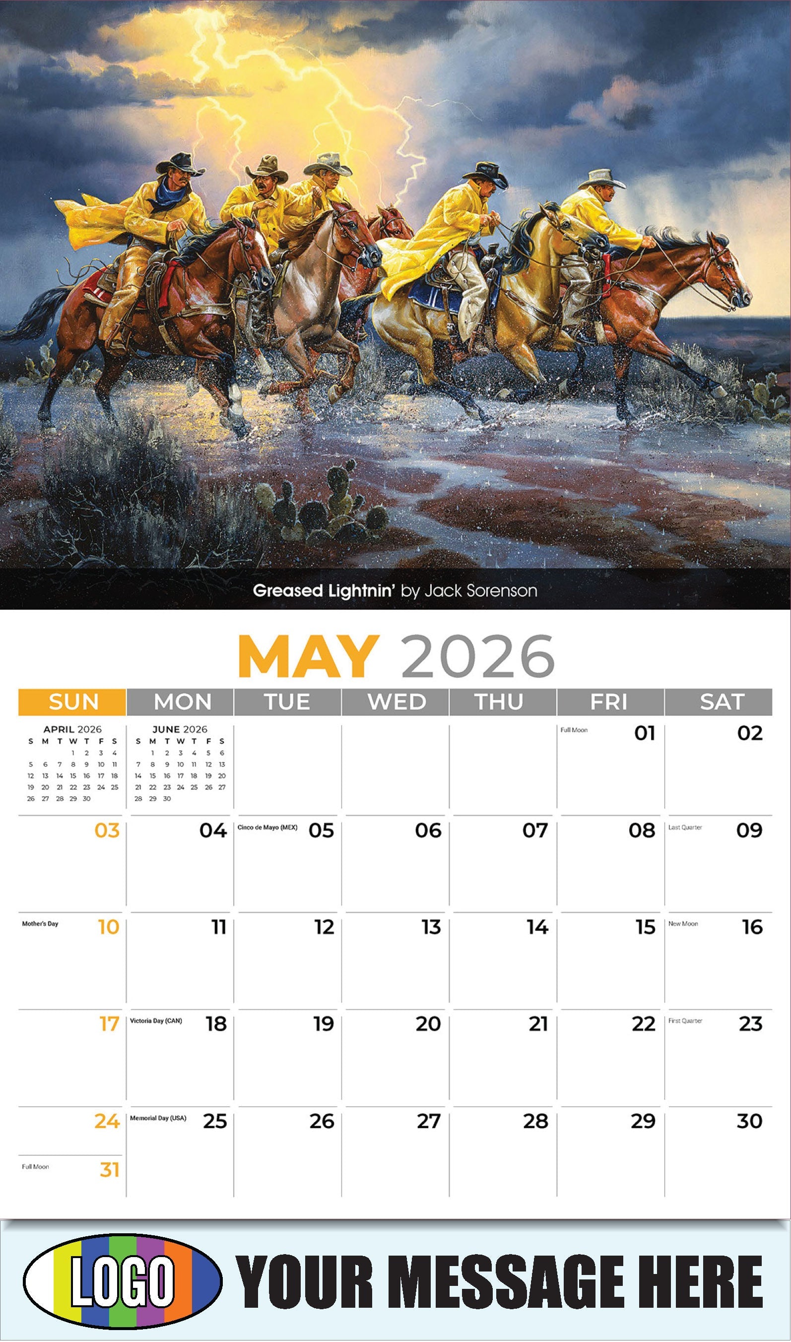 2026 Business Advertising Calendar - Spirit of the West - May - Greased Lightnin' by Jack Sorenson
