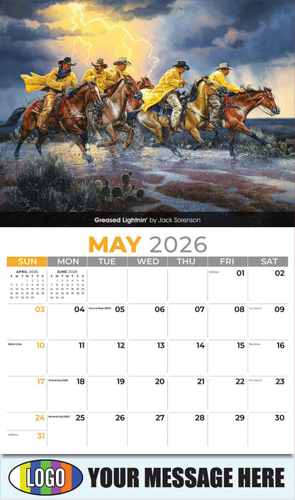 2026 Business Advertising Calendar - Spirit of the West - May - Greased Lightnin' by Jack Sorenson