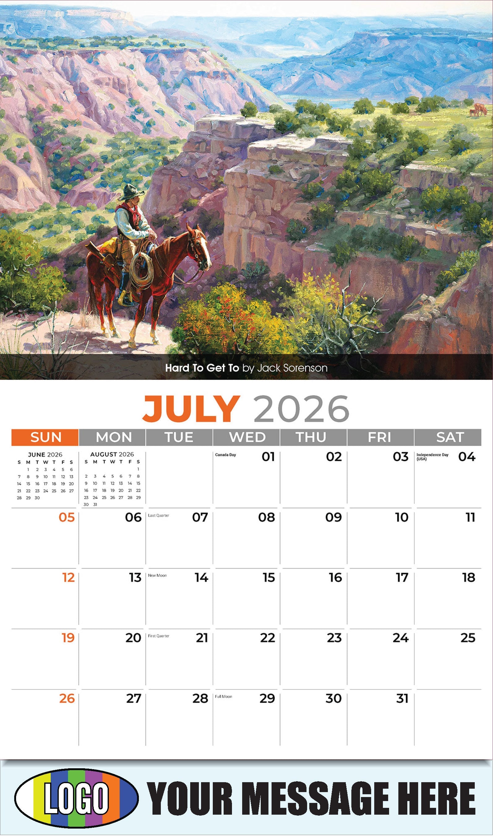 2026 Business Promo Calendar - Spirit of the West - July - Hard To Get To by Jack Sorenson