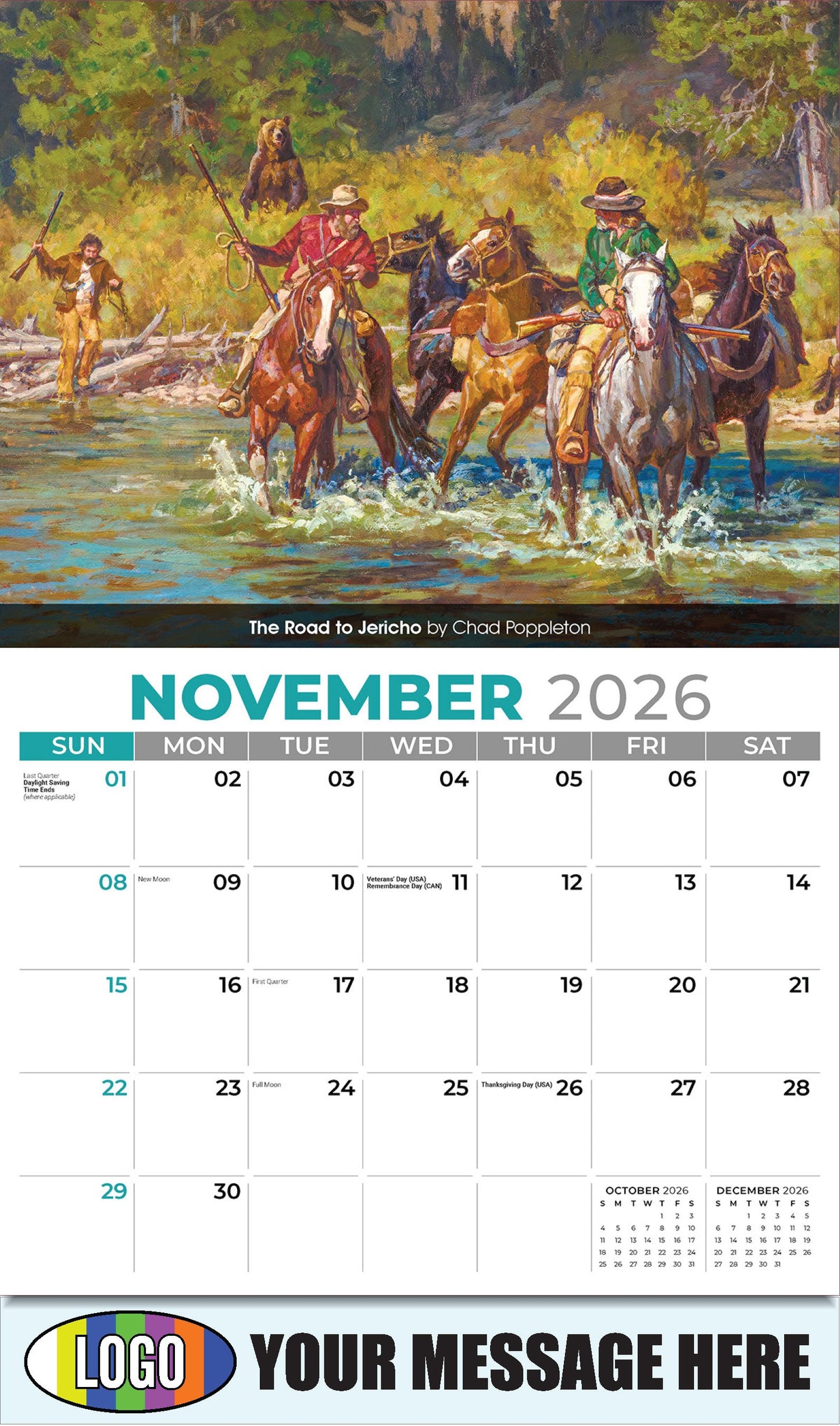 2026 Business Promotion Calendar - Spirit of the West - November - The Road to Jericho by Chad Poppleton
