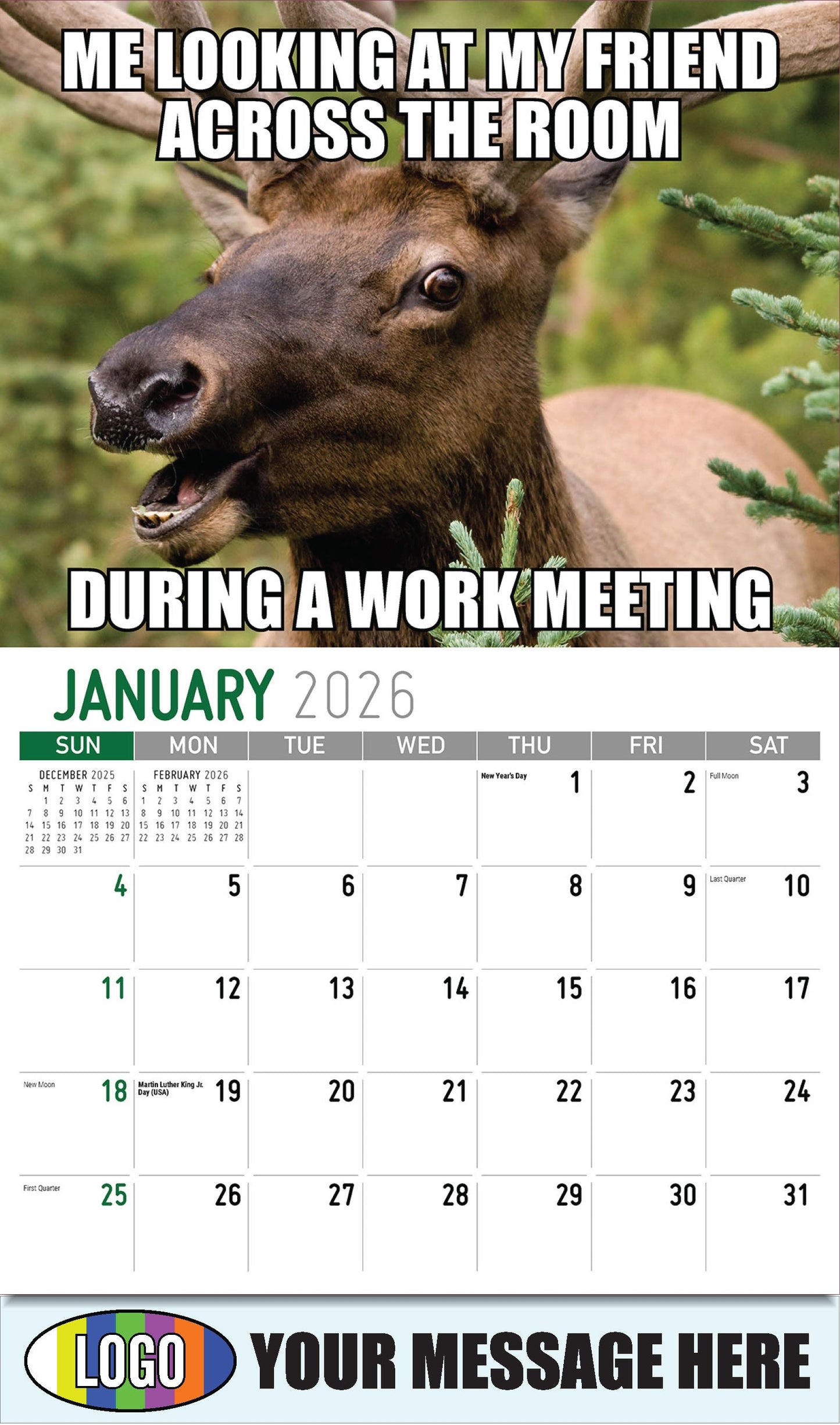 2026  Business Promotional Calendar - The Memeing of Life - January