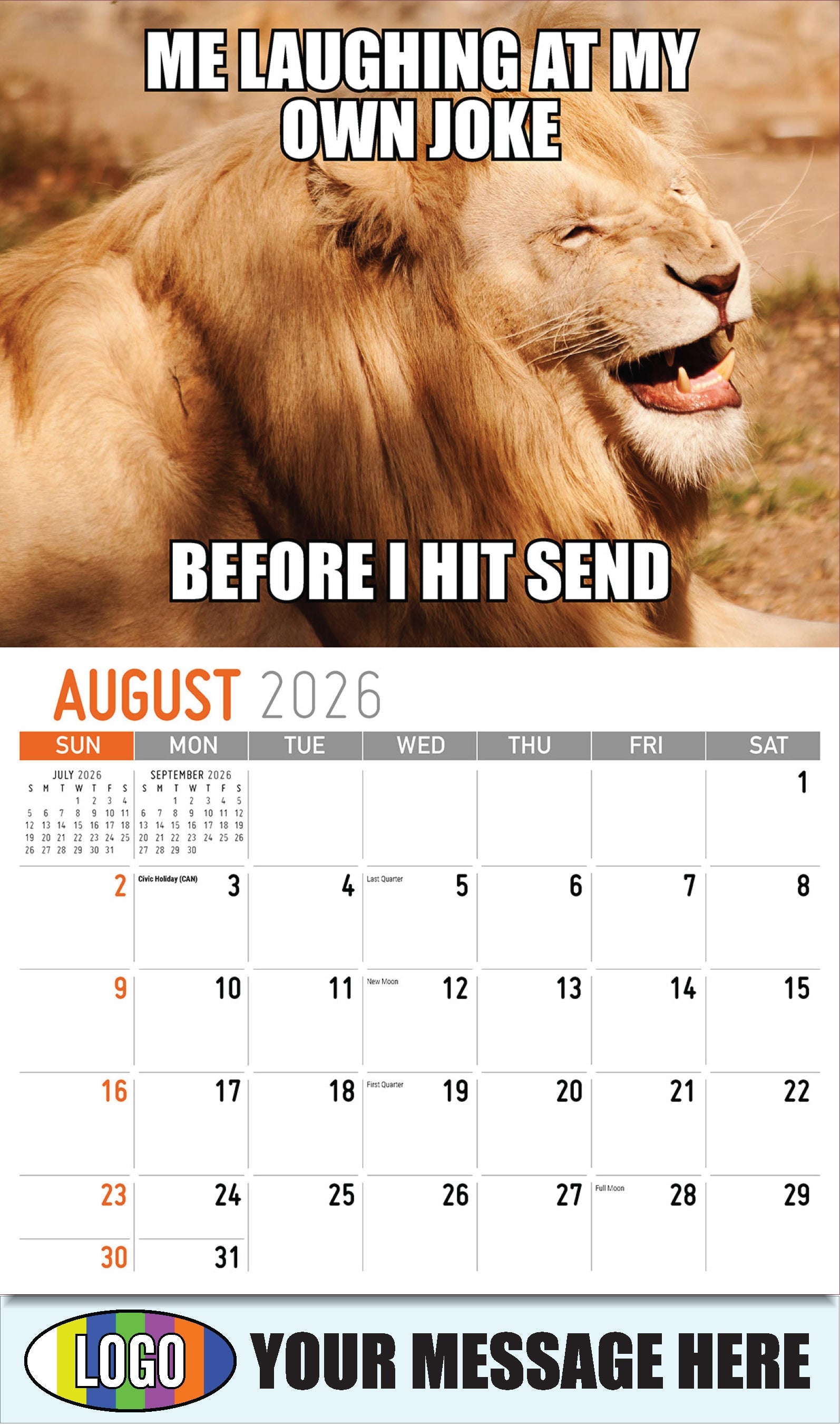 2026  Business Promo Calendar - The Memeing of Life - August