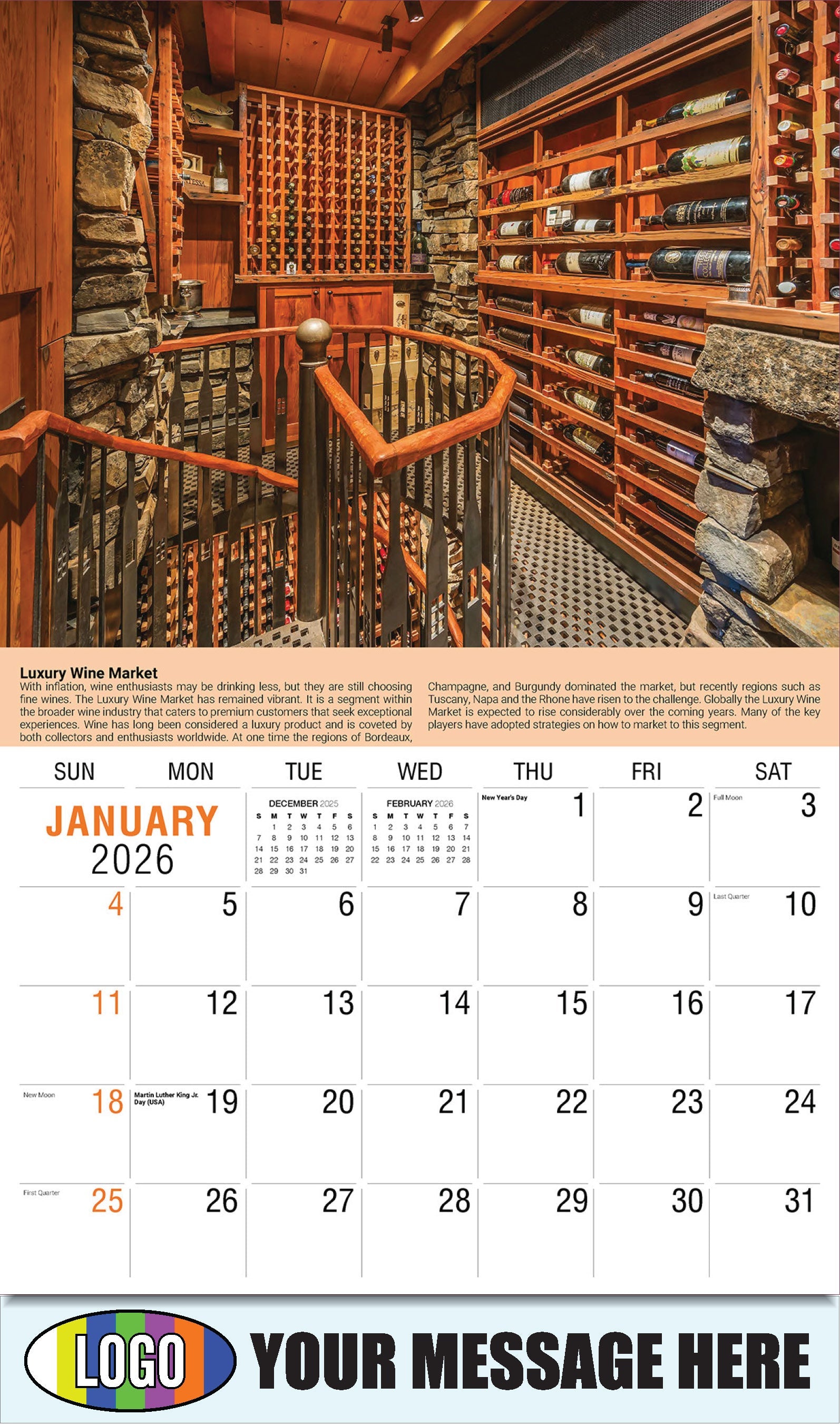 2026 Business Promotional Calendar - Vintages: Wine Tips - Luxury Wine Market  - January