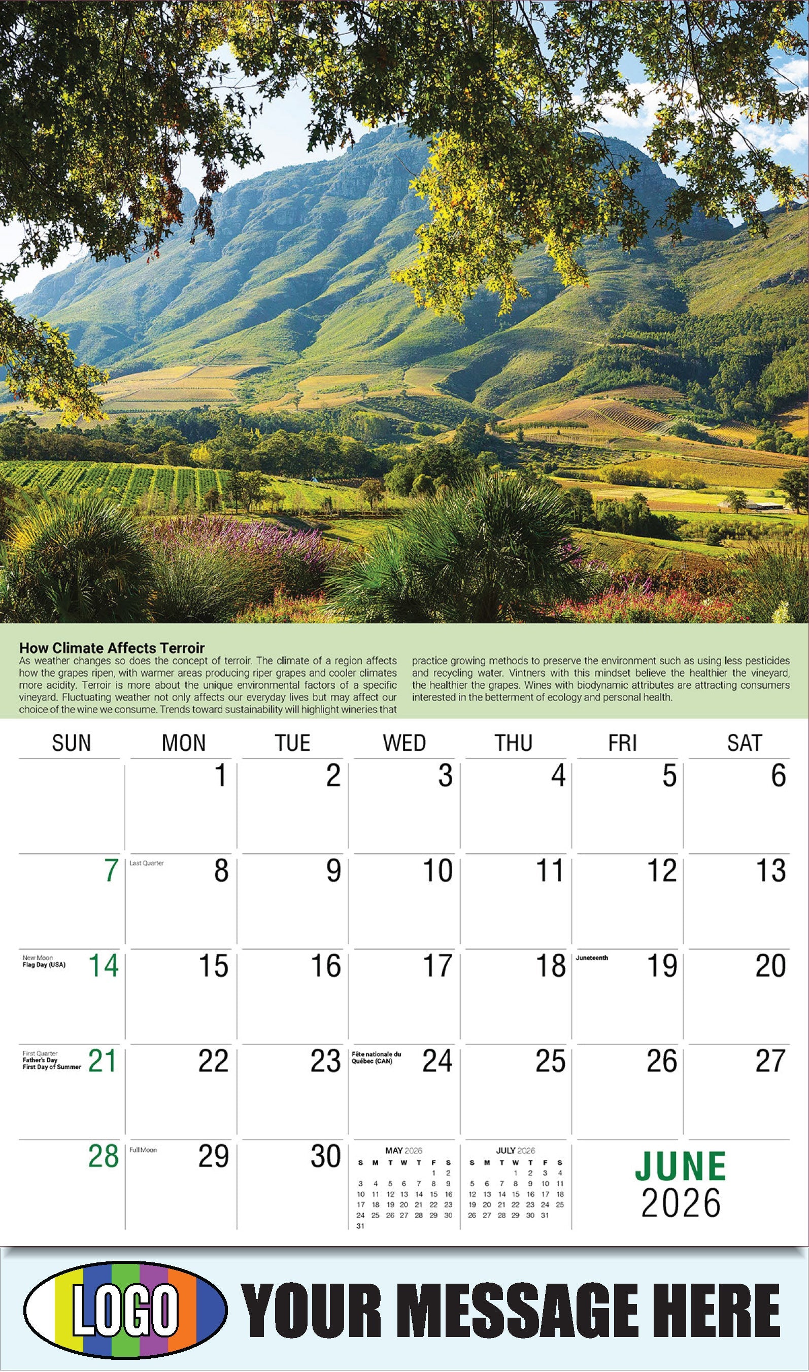 2026 Business Advertising Calendar - Vintages: Wine Tips - How Climate Affects Terroir - June