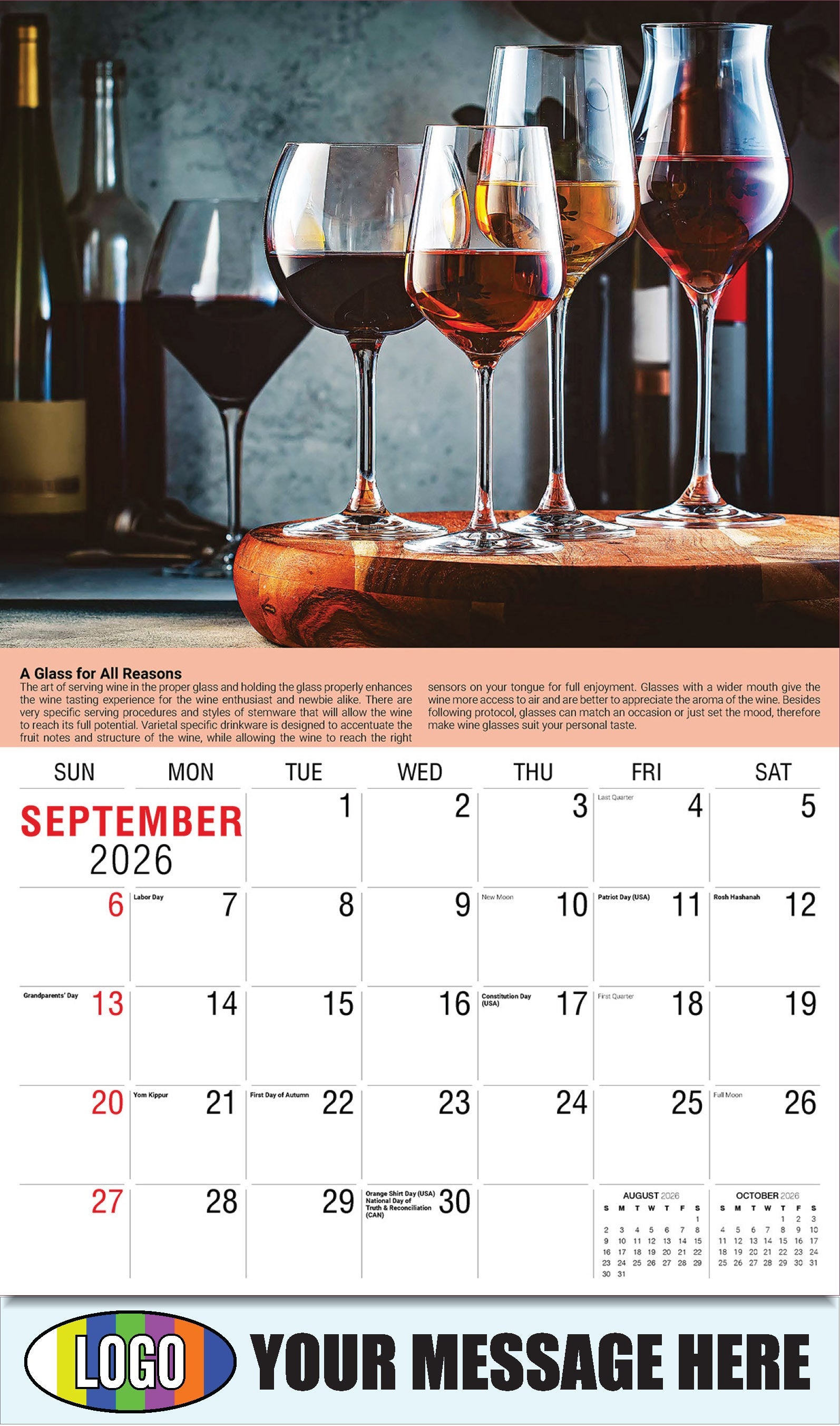 2026 Business Promo Calendar - Vintages: Wine Tips - A Glass for All Reasons  - September