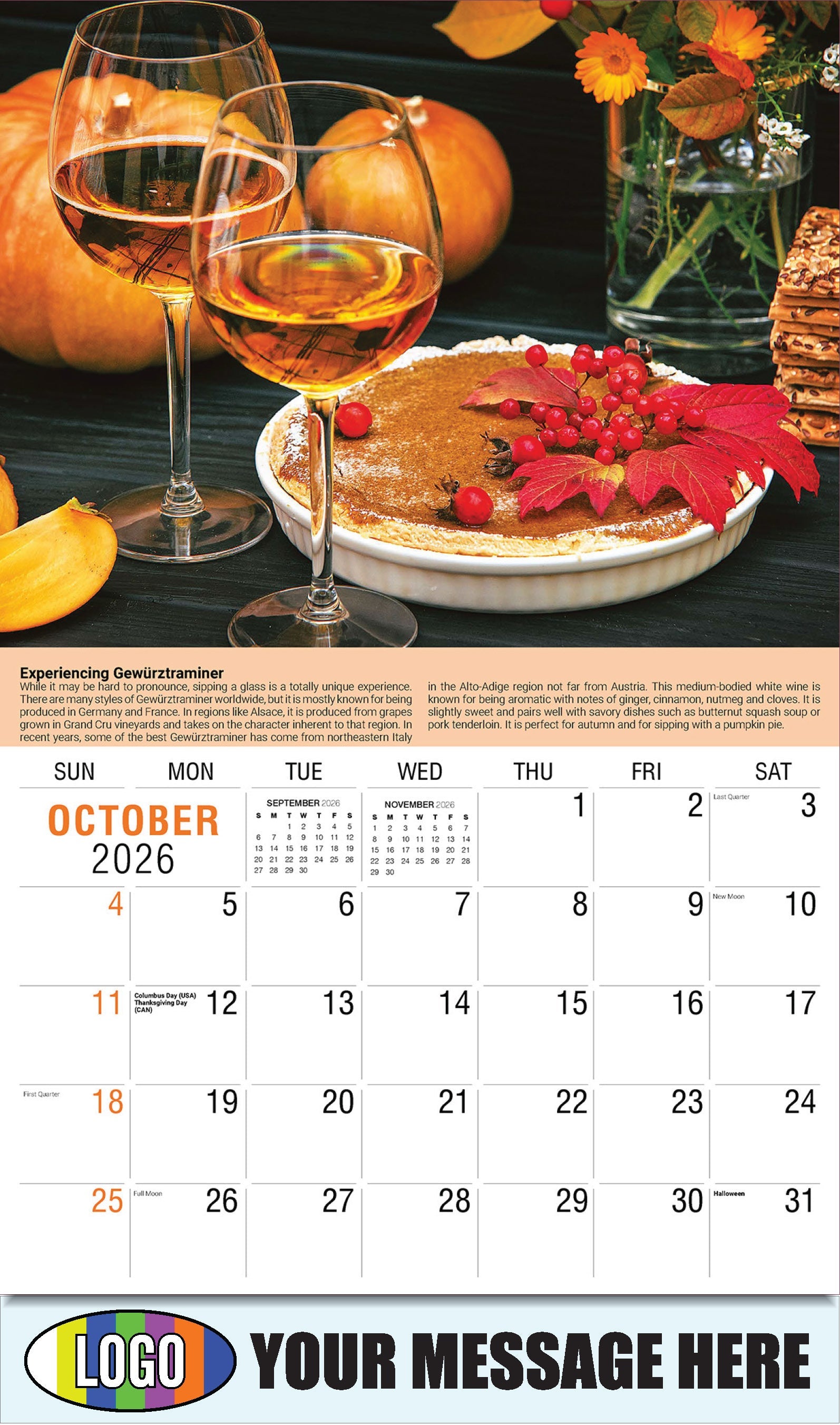 2026 Business Promotion Calendar - Vintages: Wine Tips - Experiencing Gewürztraminer  - October