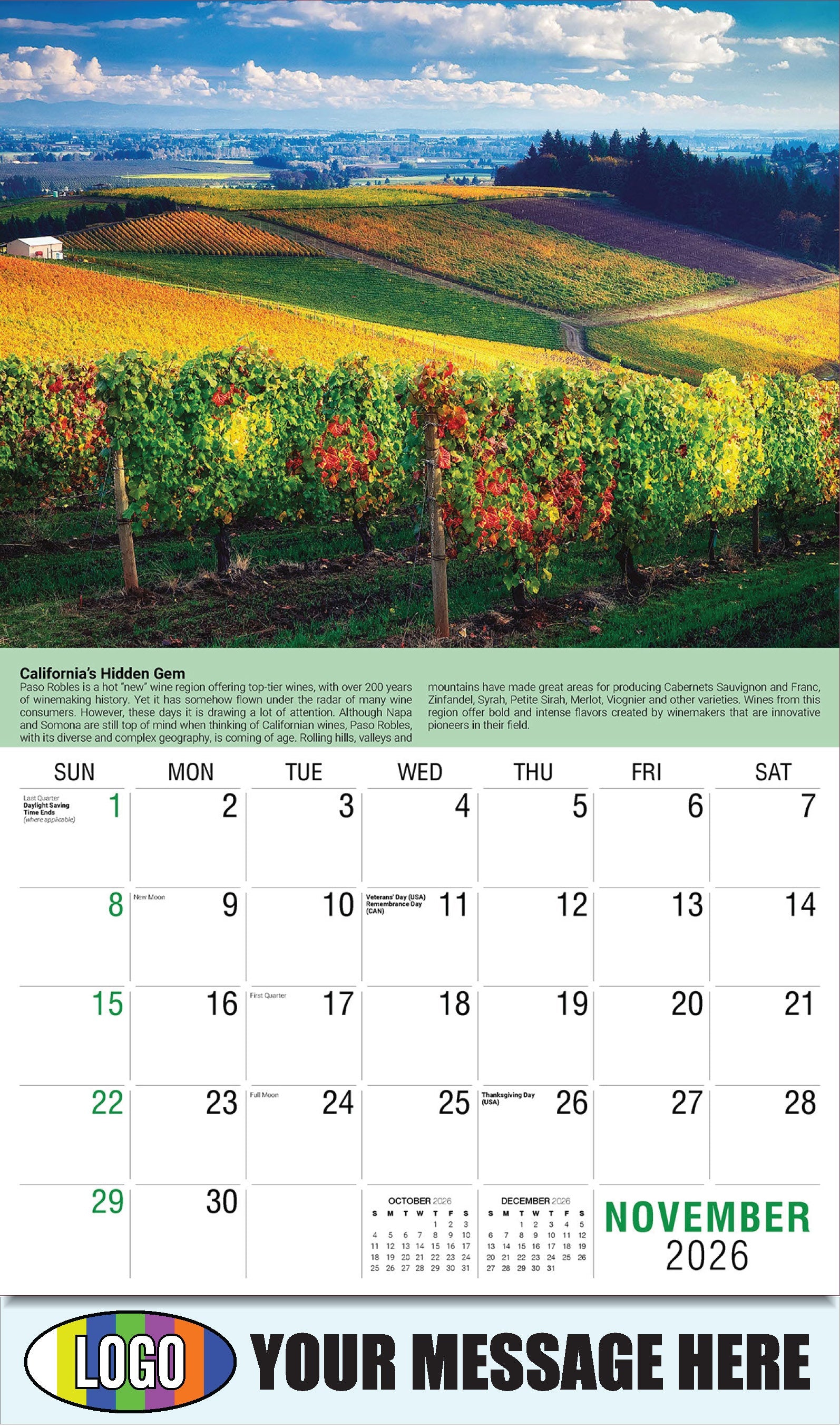 2026 Business Promotion Calendar - Vintages: Wine Tips - California’s Hidden Gem  - November