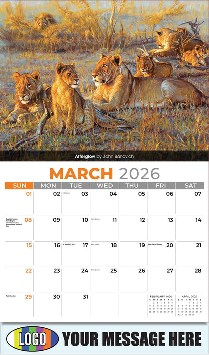 2026 Business Promotional Calendar - Wildlife Art - Afterglow by John Banovich - March